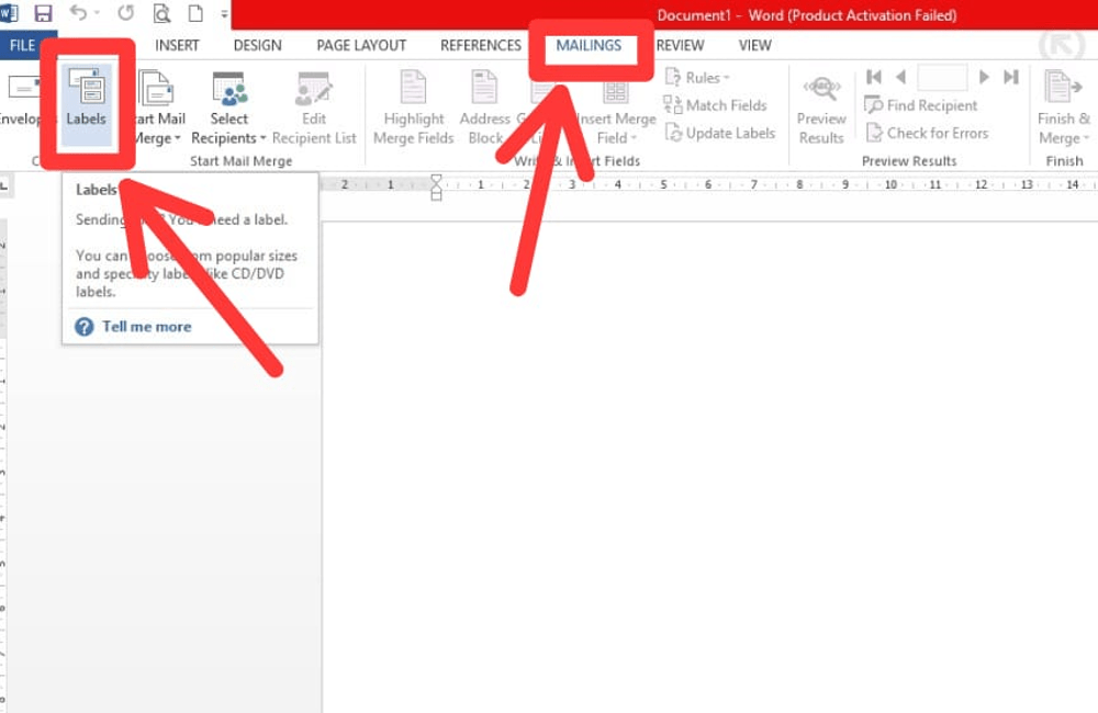 2. Buat menu Mailings pada MS Word
