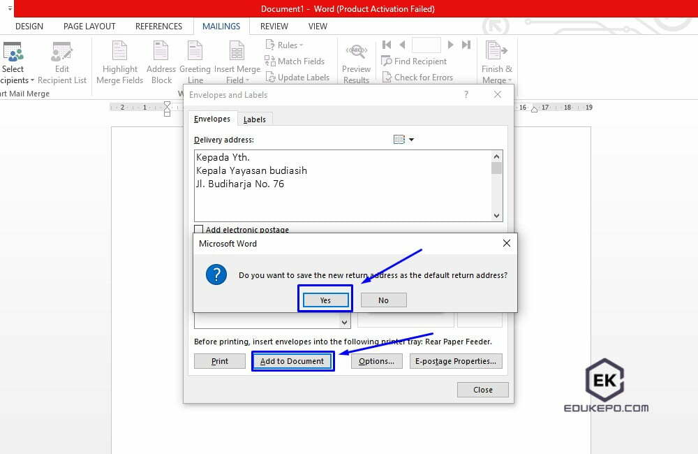 Cara Membuat Amplop Surat di Microsoft Word