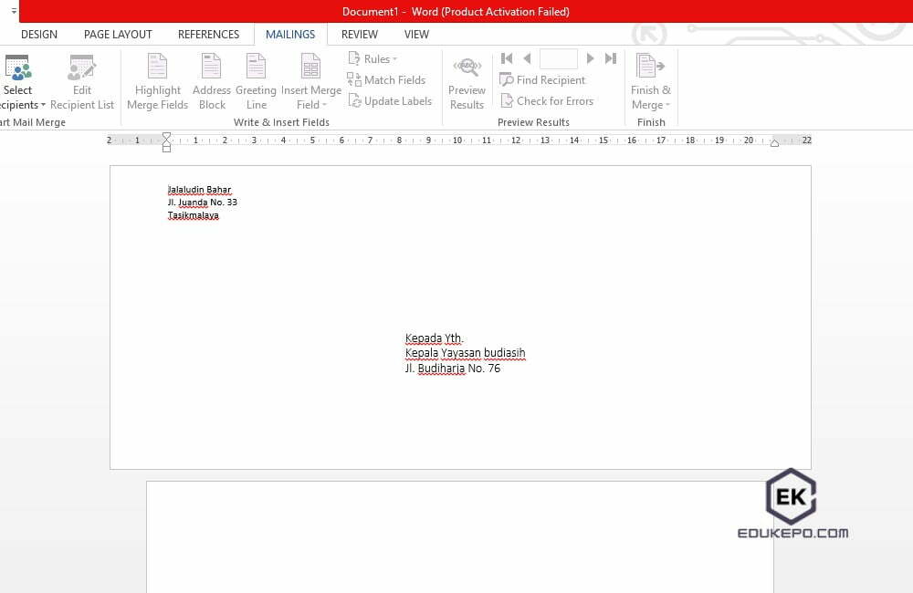 Cara Membuat Amplop Surat di Microsoft Word