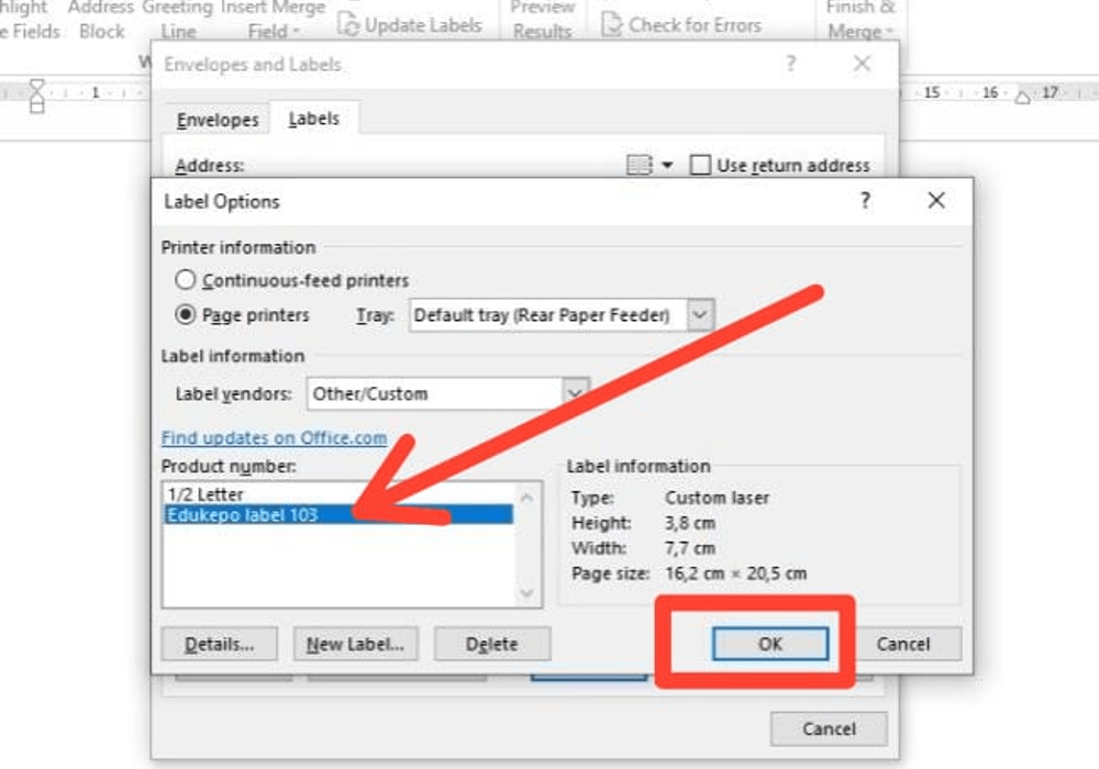 6. Pilih Label Options