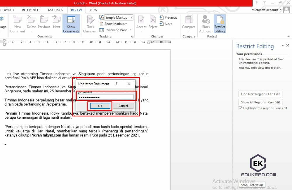 Buka kunci dokumen yang terkunci