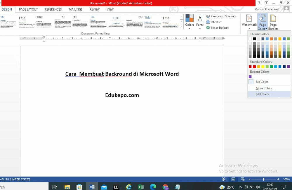 Memberi background gambar di Microsoft Word