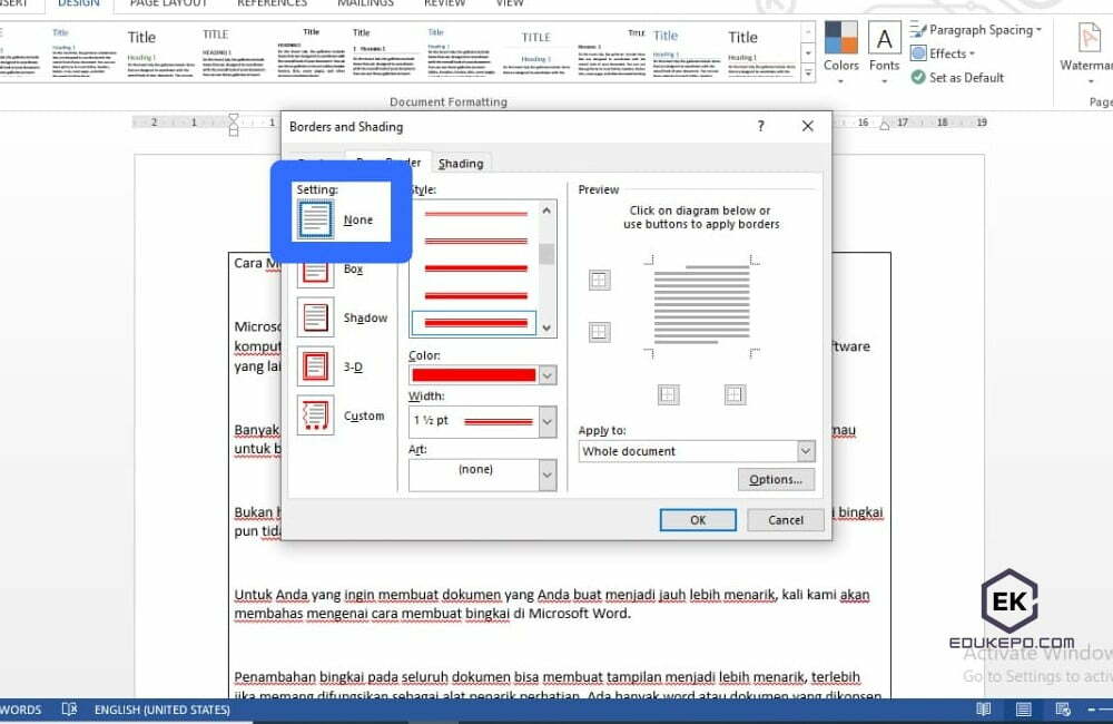 Cara menghapus bingkai