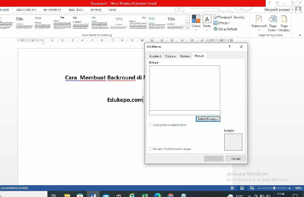 Memberi background gambar di Microsoft Word