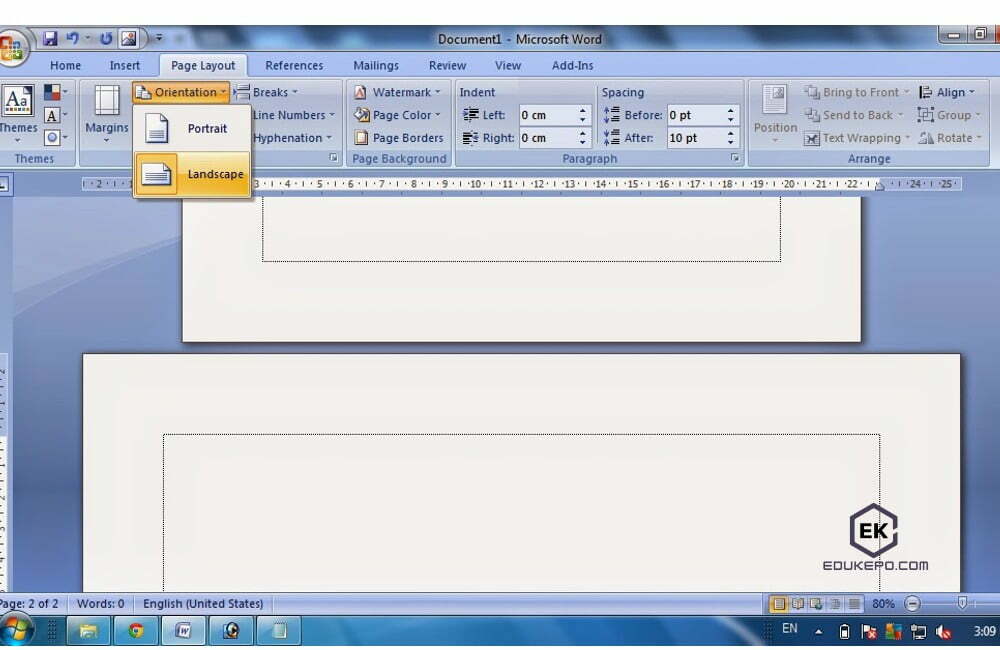 Gabungkan halaman Landscape dan Portrait menggunakan fungsi Fitur Breaks