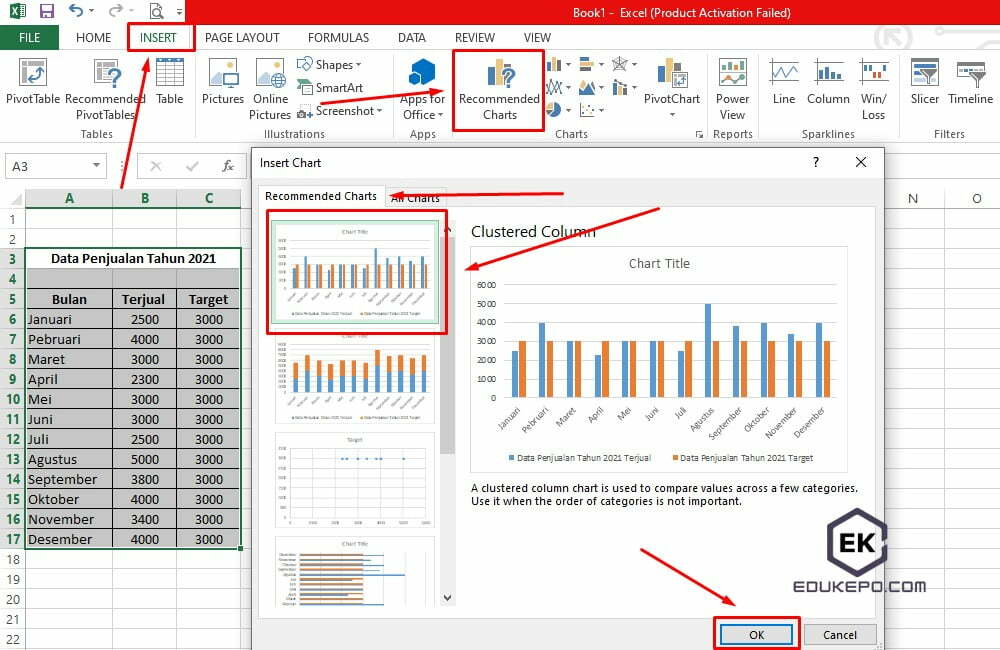 Cara membuat grafik di Excel