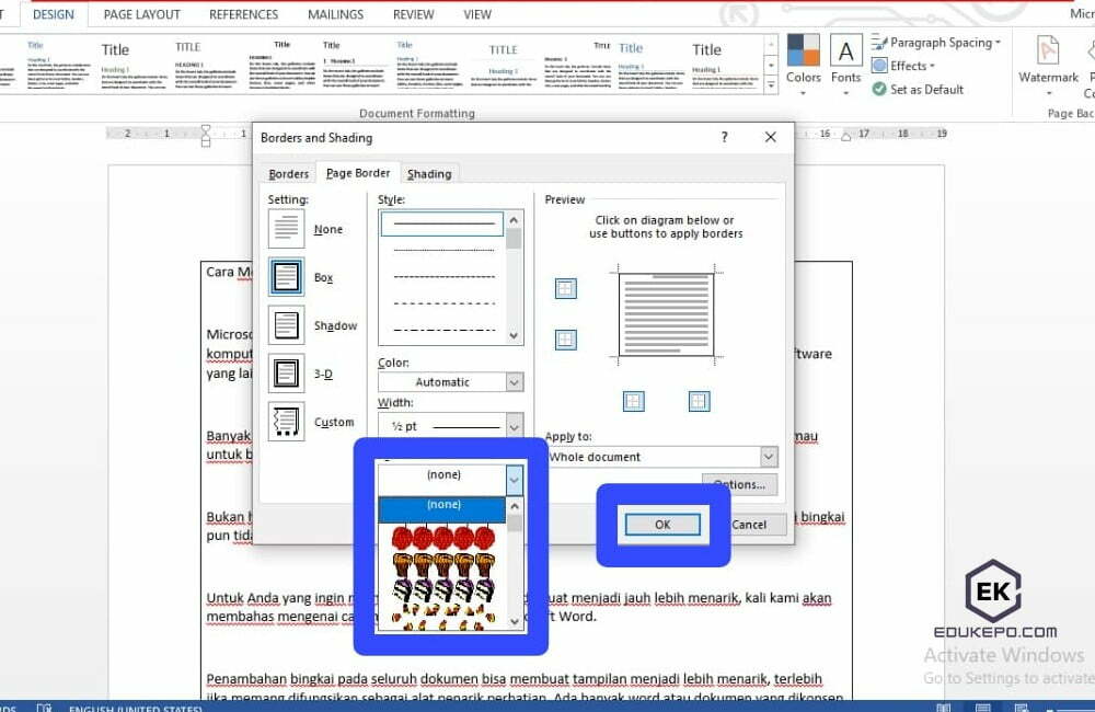 Cara membuat Arts Borders