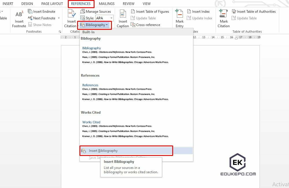 Cara Membuat Daftar Pustaka di Word 5