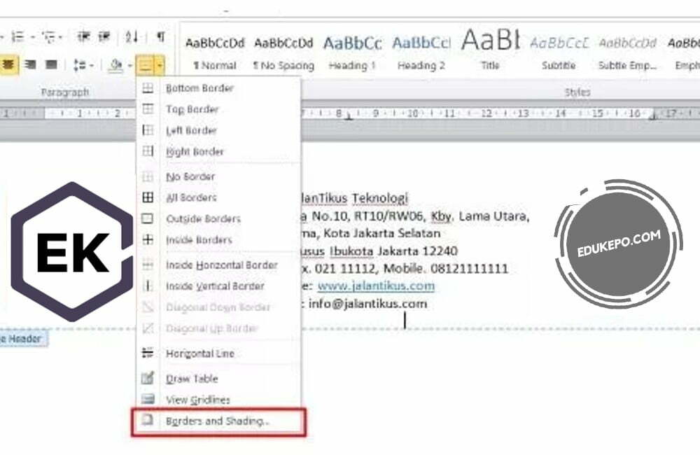 Membuat Kop surat di Ms Word