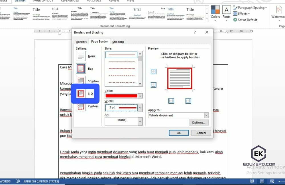 Cara mengedit bingkai di Word