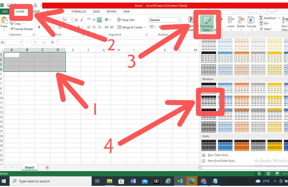 Membuat Tabel di Microsoft Excel dari Menu Format As Table