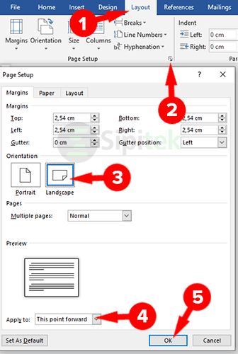 Mengatur melalui Page Setup