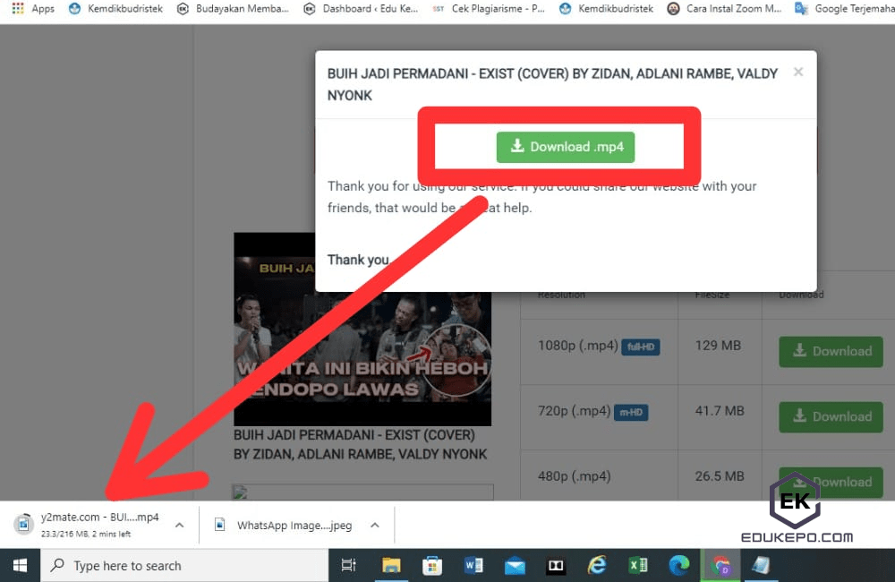 Download video youtube tanpa aplikasi memakai Y2mate 7