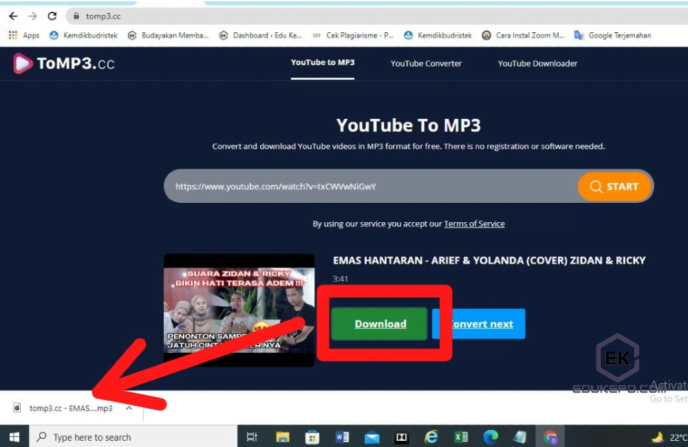 Download dengan tomp3.cc