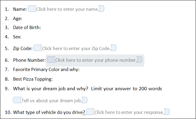 Cara Membuat Formulir yang dapat diisi dengan Microsoft word