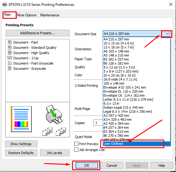Menambah ukuran kertas F4