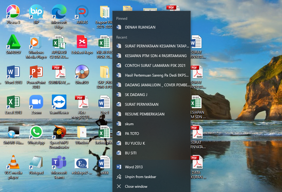 Hapus Jump List di Taskbar Word