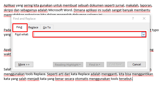 Cara melakukan Pencarian Kata di Word