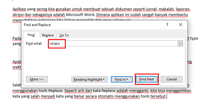 Cara melakukan Pencarian Kata di Word