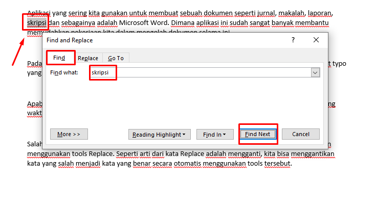 Cara melakukan Pencarian Kata di Word