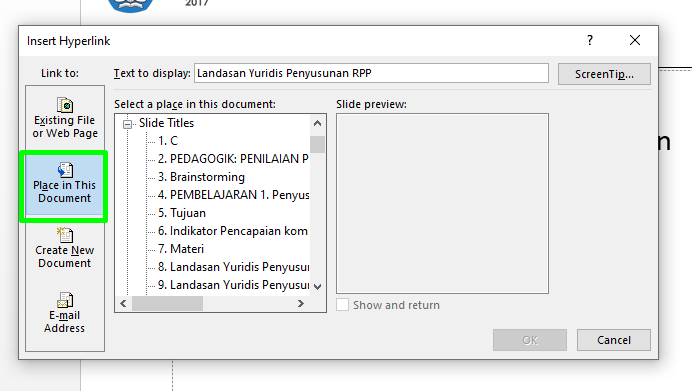 Membuat Hyperlink ke Halaman Slide