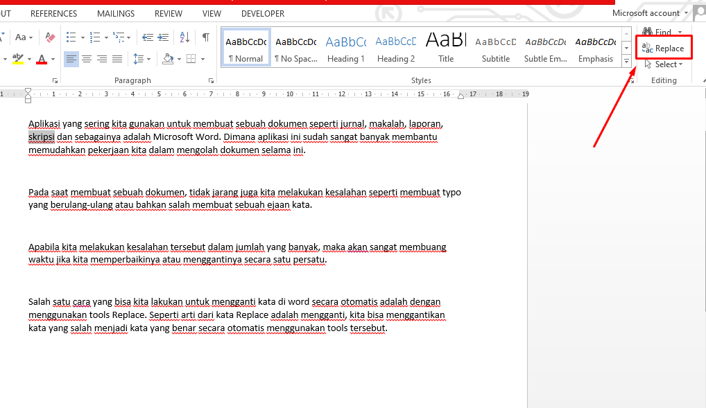 Cara Mengganti Kata atau Kalimat di Word