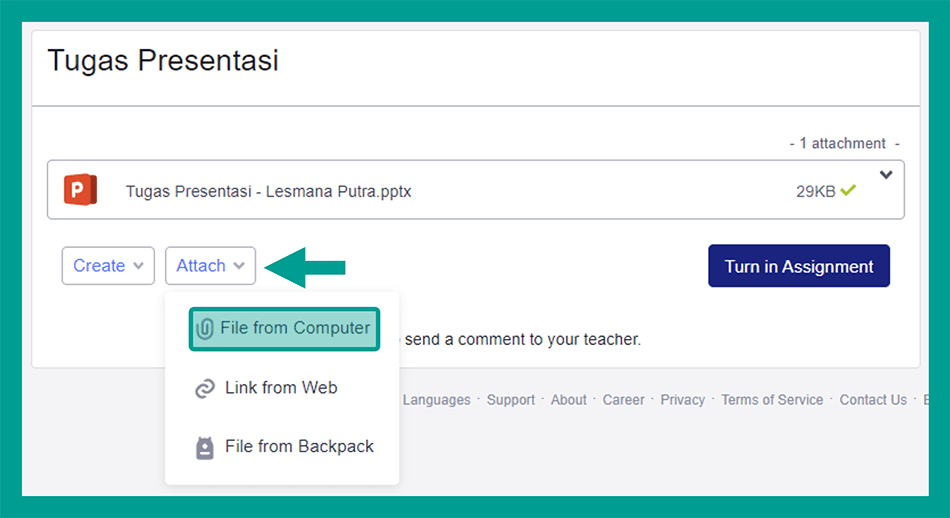 Cara Mengirim Hasil Tugas