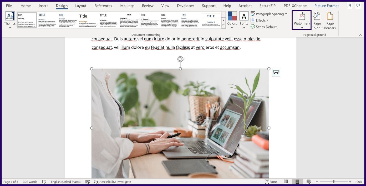 Kunci foto dengan fitur tanda air di Microsoft Word